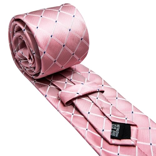 Image of Barry.Wang Mens Tie Set Plaid Check Neckties Formal Business Wedding Luxury Pocket Square Cufflinks