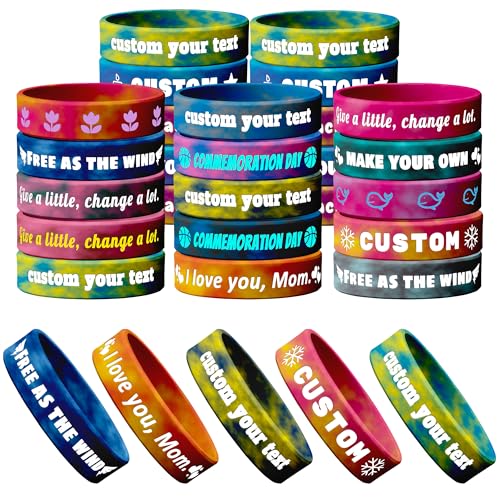 Custom Rubber Bracelets Bulk – 5-10000 PCS Personalized Silicone Wristbands with Debossed Text/Icon/Logo, Customizable Silicone Bracelets for Awareness, Fundraisers, Company Branding, Supports