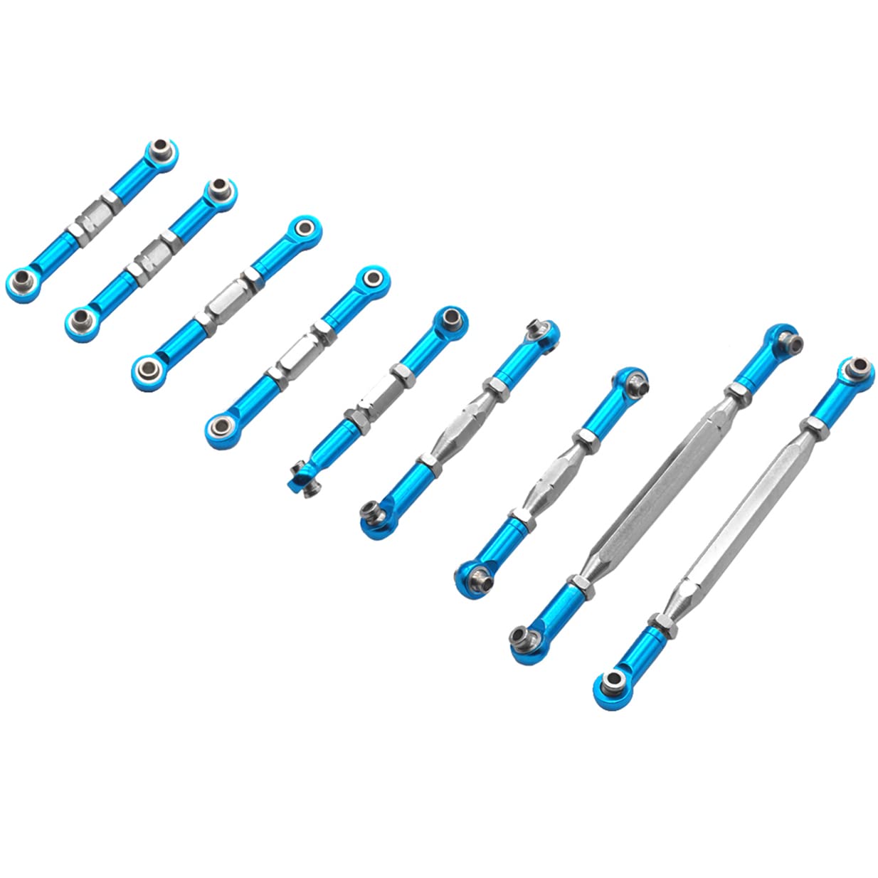 ShareGoo 9Pcs Metal Pull Rod Set For Wltoys 12428, FY Series 1/12 RC Cars - Aluminum Alloy Upgrade