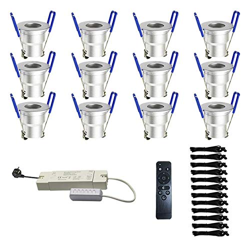 12X LED Beleuchtung 3W Dimmbar mit Fernsteuerung IP65 gegen Spritzwasser (Terrassenüberdachungen)