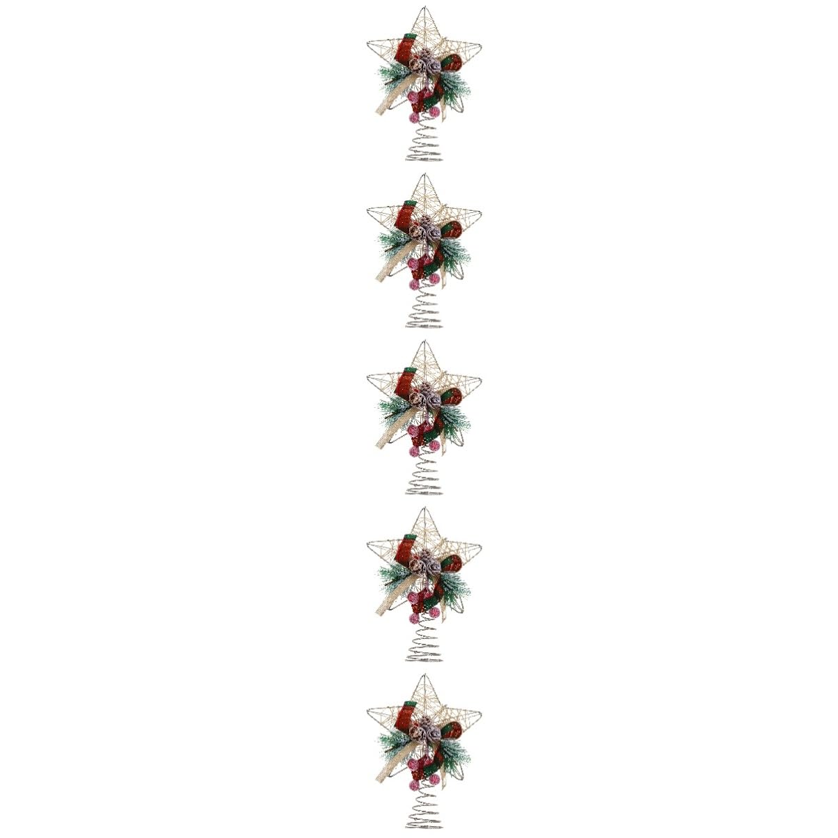5 Piezas Estrella Superior del Árbol De Navidad Topper De Árbol con Luces Oro Luces De Tira Llevadas Topper De Árbol De Navidad Rojo Hada Decoración Adviento Felpa País Planchar ABOOFAN