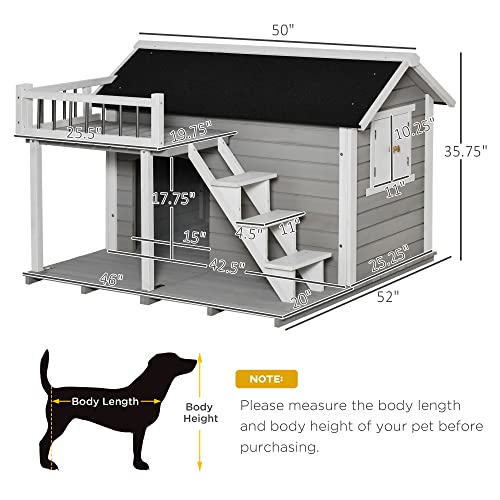 Pawhut USD02-0790131 Wooden Dog House Outdoor With Porch, Cabin Style Raised Pet House thumb #4
