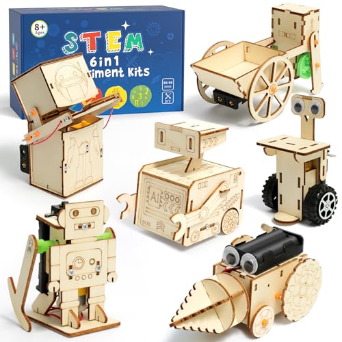 Experimente für Kinder ab 8 9 10 11 12, Roboter Elektronik Baukasten, Experimentierkasten, Elektro Baukasten, Holz Roboter Bausatz Kinder Spielzeug Geschenke ab 8-14 Jahre Jungen