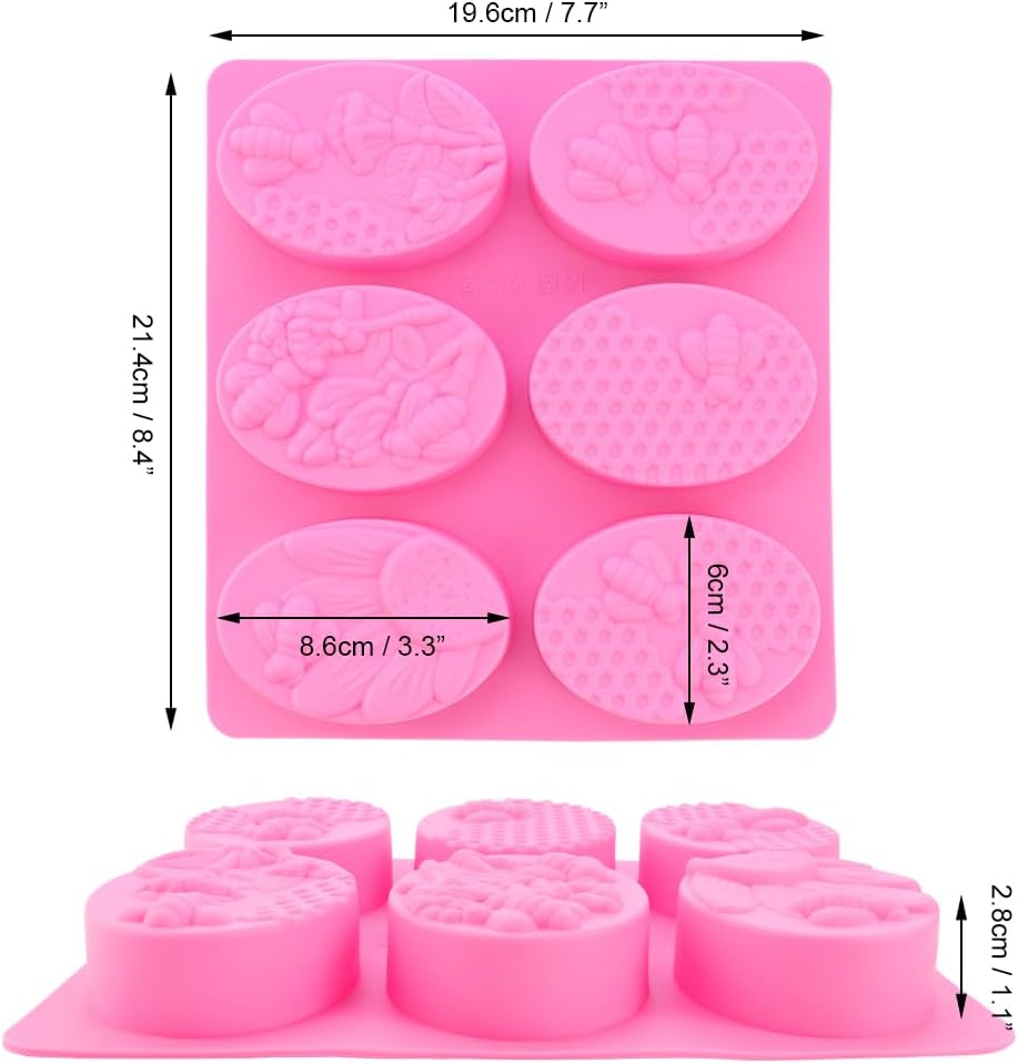 2 Packs 6-Cavity Honeybee Silicone Soap Mold 3D Bee Soap Molds Oval Bee and Hive Queen Bumblebee Molds for Homemade Craft Soaps, Lotion Bar, Bath Bomb, Beeswax, Chocolate and Dessert - Image 4