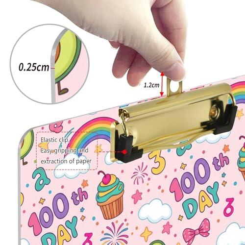 Clipboard Clip A4 Size 12.5" x 9" Metal Clipboard Folder with Low Profile Clip for Police Medical Contractor 100th Day Celebration Cakes - Image 2