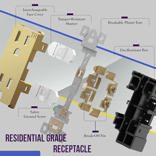 Image of ENERLITES, Gold Elite Series Decorator Receptacle Outlet Child Safe Tamper-Resistant, Self-Grounding, 2-Pole, Residential Grade, 15A 125V, UL Listed, 61501-TR-GD2P, Gold (2 Pack)