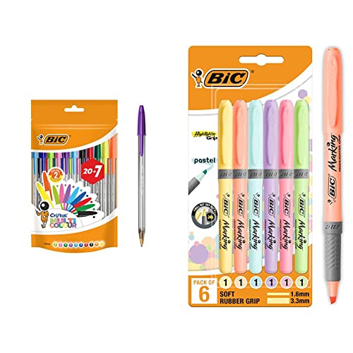 Stylos-bille BIC Cristal pointe large pour corriger et surligner
