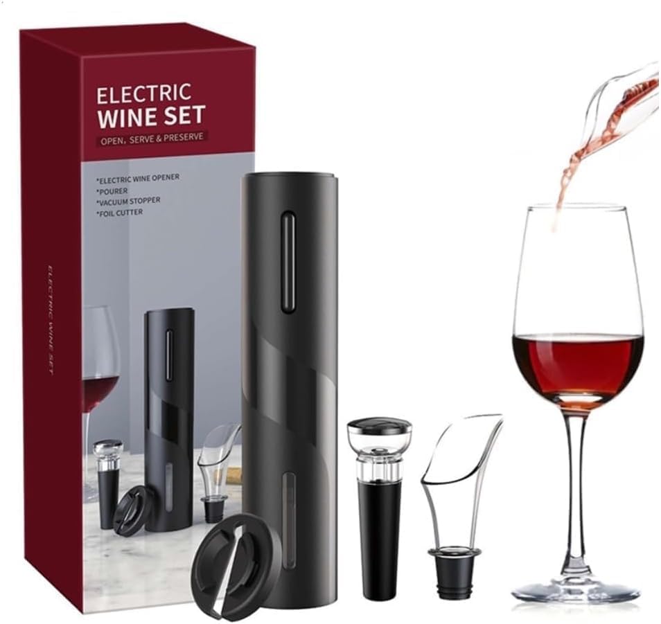 Kit Abridor de Vinho Elétrico 4 Peças