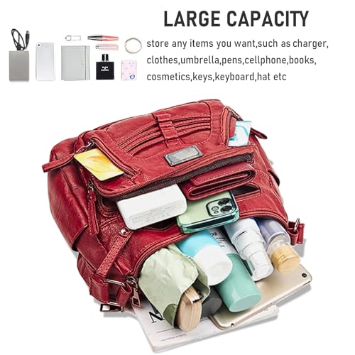 Image of WITERY Crossboby Bag for Women - Soft PU Leather Multi-Pocket Shoulder Bag Handbag with Adjustable Strap