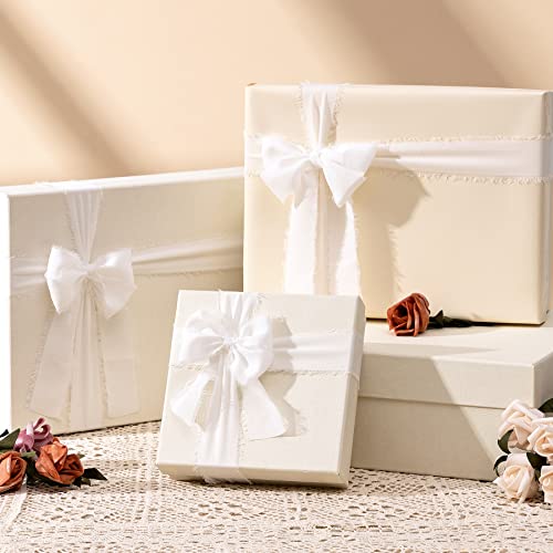 Jedia White Ribbon, 3 Rolls Ivory Chiffon Ribbon, 1.5" X 7Yd Wedding Ribbon Set For Gift Wrapping, Wedding Decor, Wedding Invitations, Bouquet Wrap, Bridal Bouquets, Diy Crafts #TOP5