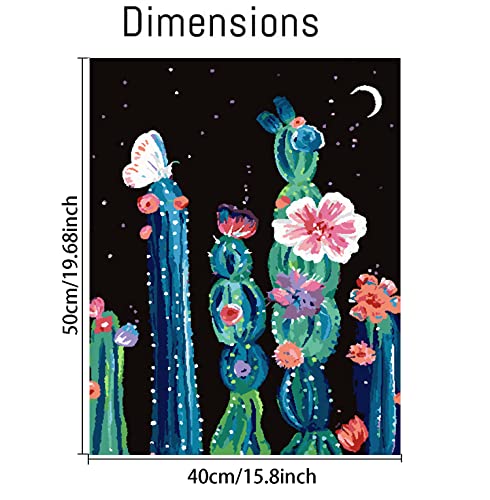 Mrnsiet Paint By Number For Adults And Kids，Moon And Cactus Under The Stars Butterfly Diy Art Acrylic Painting By Numbers Perfect For Home Wall Deco 12X16Inch #TOP4