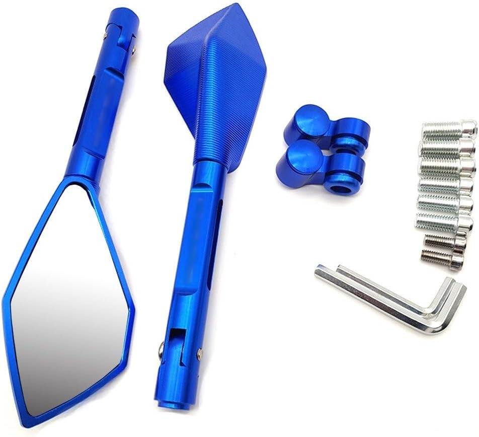 SCUUBE for Yama&ha YZF R1 R6 2005-2012 2006 2007 2008 2009 2010 2011 CNC Aluminum Motorcycle Mirror Rearview Blind Spot Side Mirror Mirror Universal (Color : Blue)