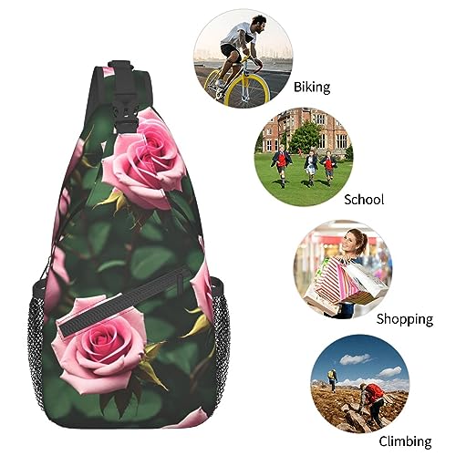 Mochila tipo Sling con diseño floral Pink Rose miniatura 6