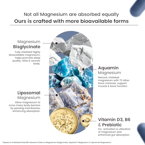 Image of Neuherbs Triple Magnesium Tablets (Bisglycinate, Aquamin & Liposomal) | Supports Sleep, Stress Relief, Muscle Recovery & Bone Health | High Absorption Magnesium Supplement for Men & Women - 60 Tablets