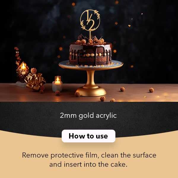 Image of Premium Golden Acrylic Cake Toppers - Perfect for Birthdays, Weddings (HALF BIRTHDAY GOLDEN ACRYLIC).