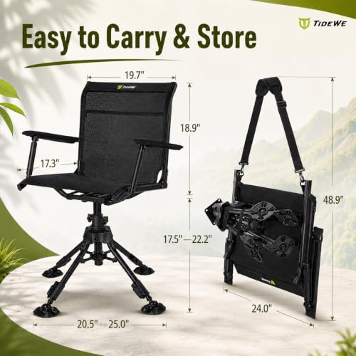 Image of TIDEWE Hunting Chair with Seat Cover, 360 Silent Swivel Seat, Standard