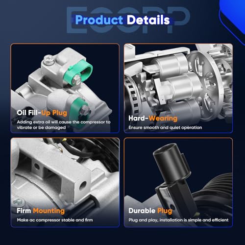 Image of ECCPP AC Compressor Fit for Kia Sedona 3.5L 2002-2005 | Fast Cooling AC Compressor with Clutch