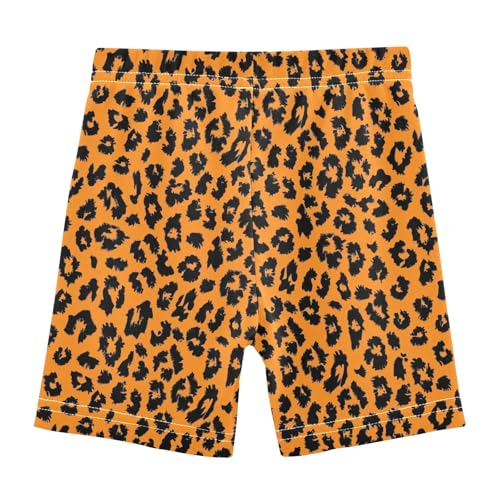Orange Leopard Print Pattern Girls Shorts Elastic Waist Sports Shorts Girls Leggings Pants for 4-10 Years2