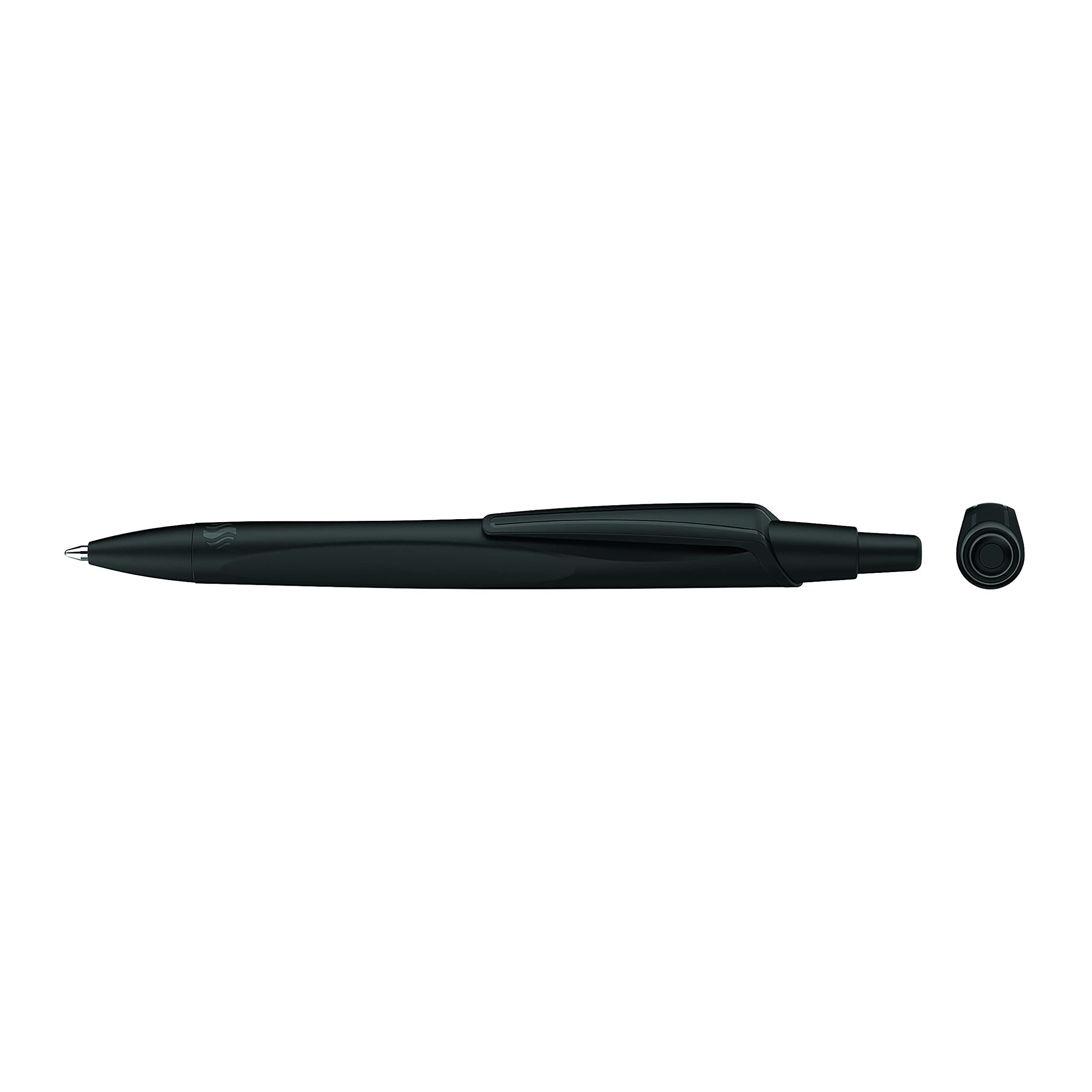 Schneider Bolígrafo Reco, M (mediano), recargable y retráctil, barril negro, caja de 20 bolígrafos, tinta negra (131811)