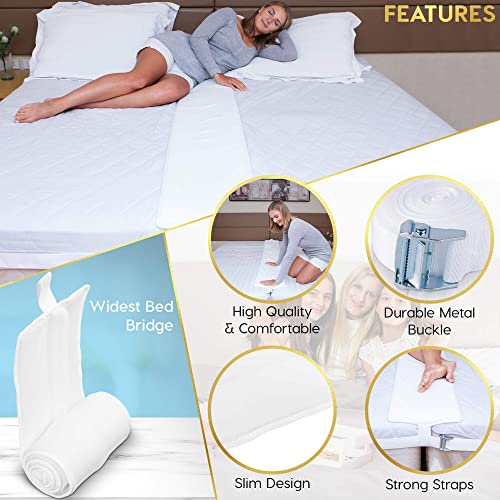 Savvy Life Selects Bed Bridge Connector (Ultra Wide) 12 Inch Non-Slip Design | Adjustable Mattress Connector | Twin To King Converter Kit | 25D Memory Foam Mattress Extender | Storage Bag Included