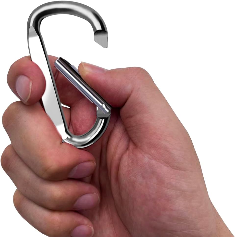 3" Aluminum Carabiner Clips, 12PCS D Ring Shape Keychain Carabiners Hook Buckle - Image 3
