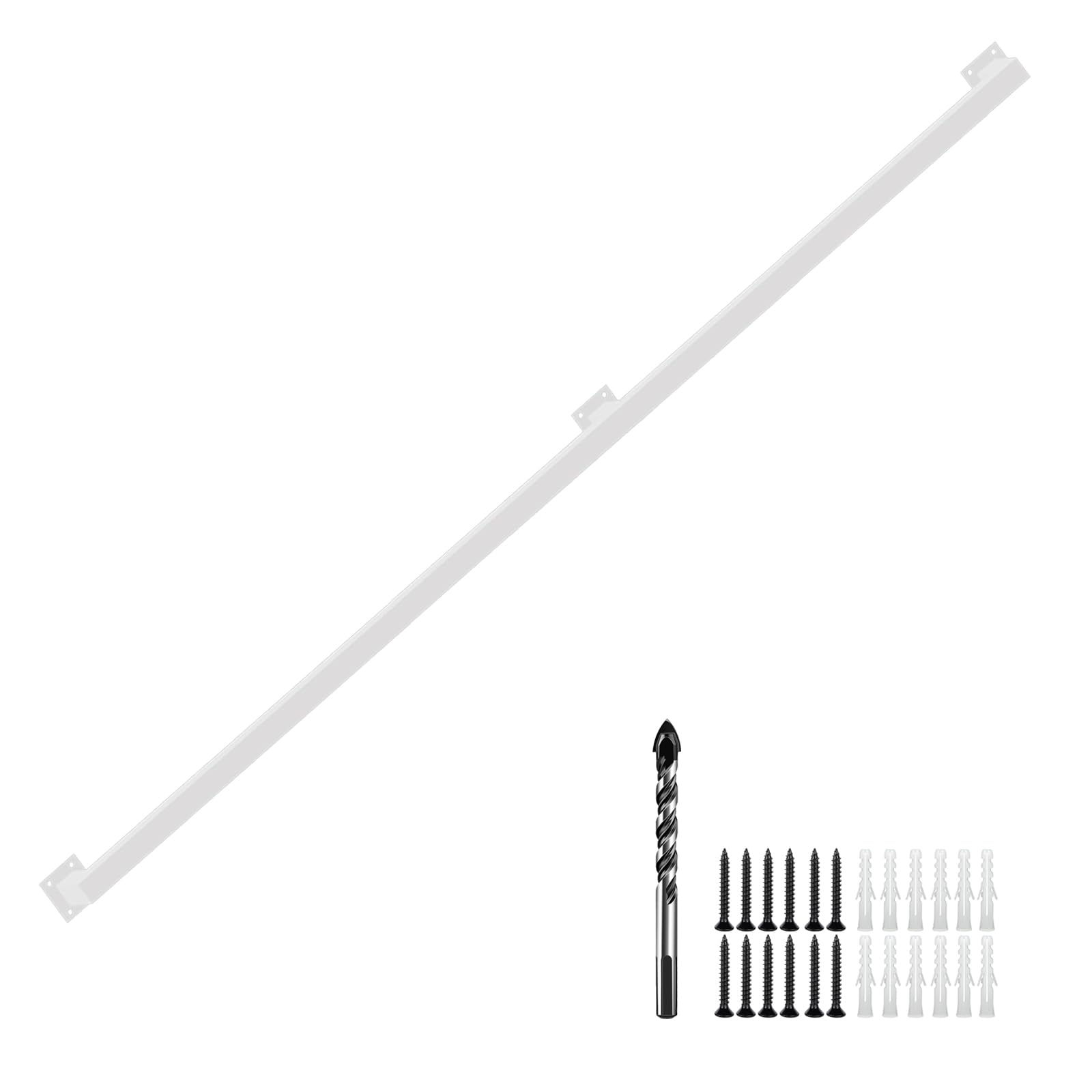 11FT White Industrial Iron Hand Railing, Wall Support Handle for Indoor Stairs & Outdoor Decks, Non-Slip & Rust-Resistant