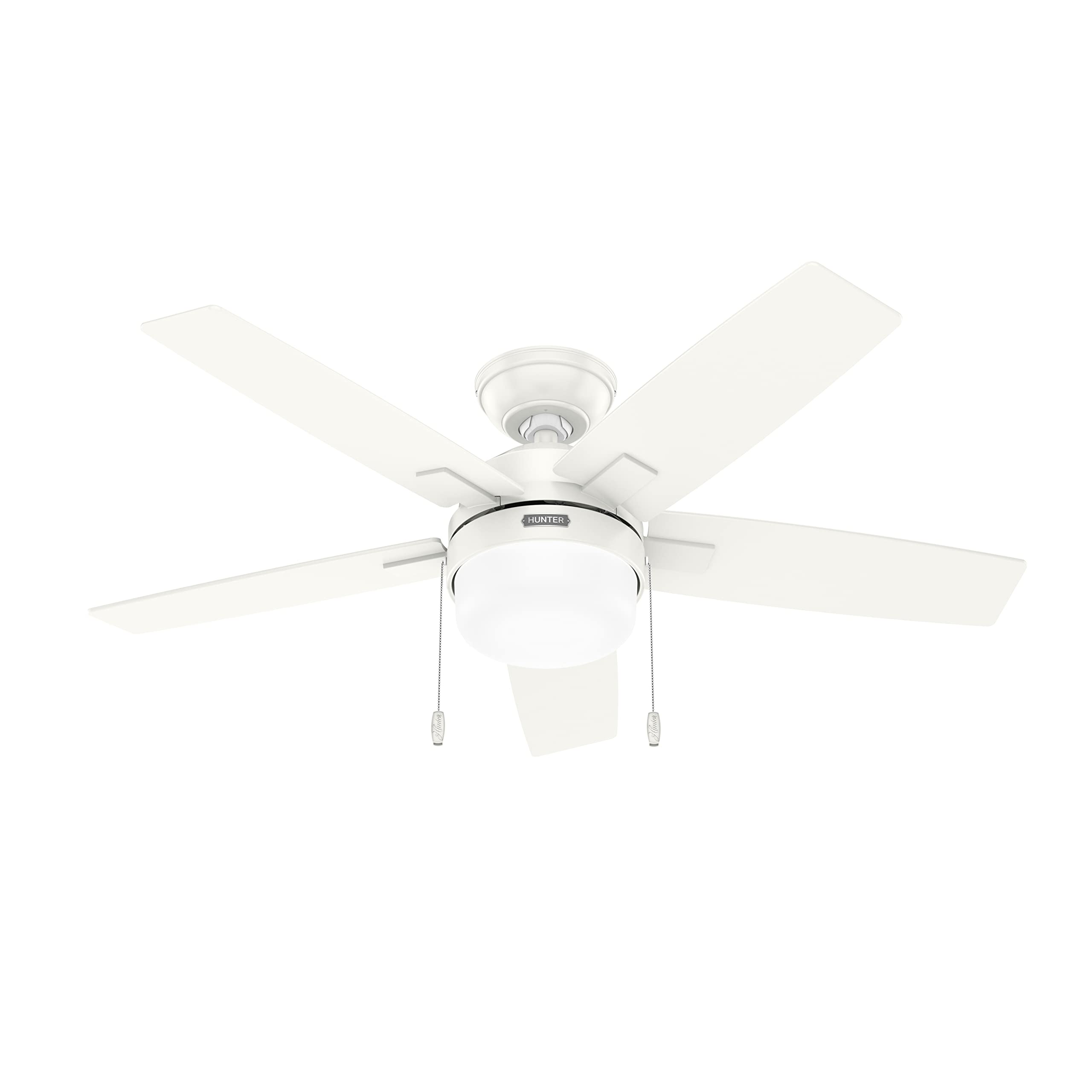 Hunter 44 Inch White Ceiling Fan With Light Kit - Renewed Traditional Indoor Fan