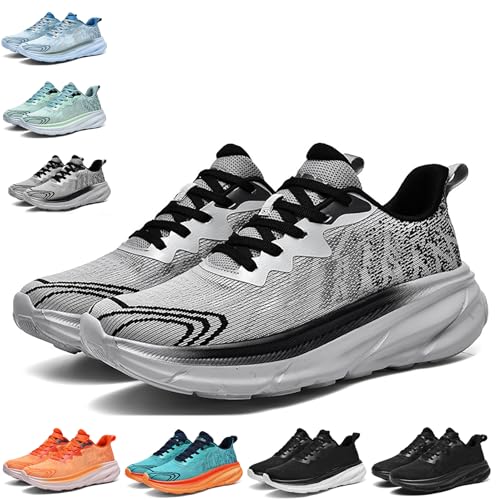 Zapatillas de Deporte para Hombre Zapatos cómodos Plataforma Acolchada Hombres Carretera Running Shoes Ultra Light Transpirable 2025 Casual Walking Tenis Jogging Athletic Trainers,Gris,39 EU