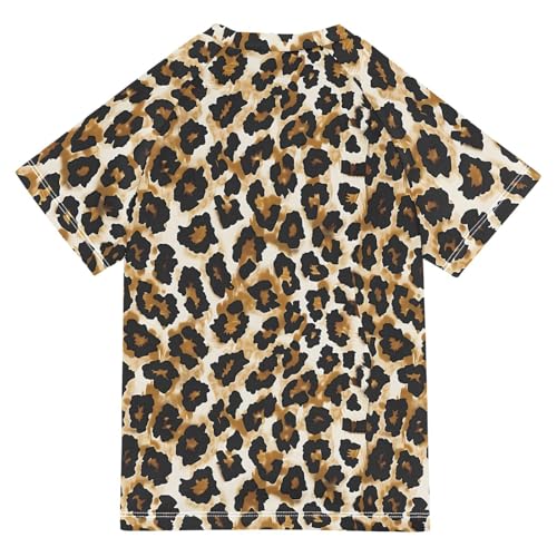 Kids Rash Guard Girls Boys Toddler Swim Shirts Short Sleeve Animal Leopard UPF 50+ 3T2