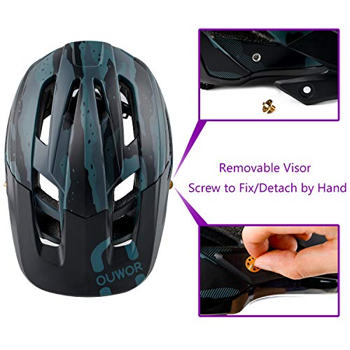 Road & Mountain Bike MTB Helmet for Adult Men Women Youth, with Removable Visor and Adjustable Dial (Camouflage Gray)