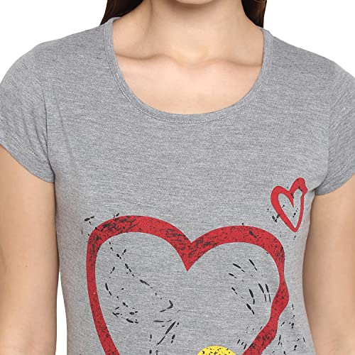 Image of Modeve Women Printed Cotton Blend Half Sleeve Round Neck T-Shirt for Summer