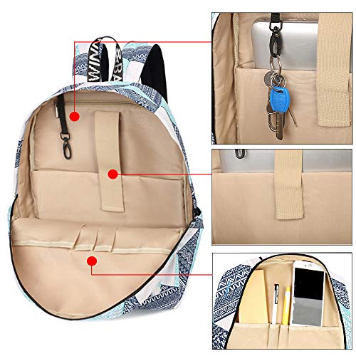 Mairle Lightweight School Bag Kids Travel Backpack For Teen Girls, Geometric Patterns, Blue #TOP7