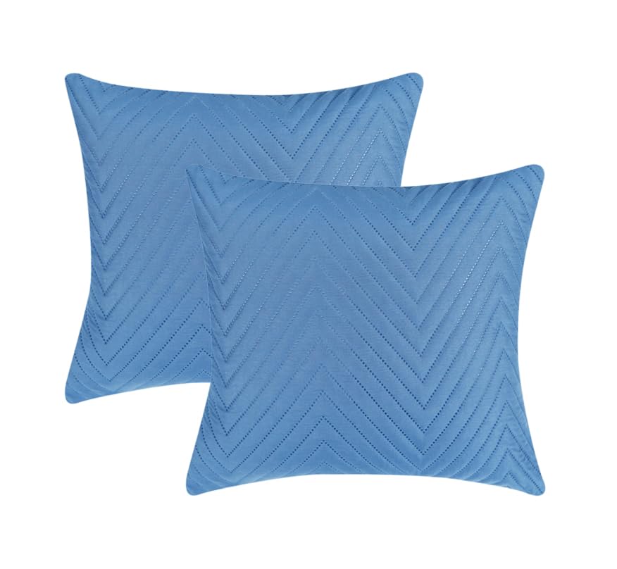 Image of RD TREND UltraSonic Microfiber Cushion Covers, 45 x 45 cm /18 x 18 inches, Set of 2, 250 TC,Back Zipper (Navy Blue)