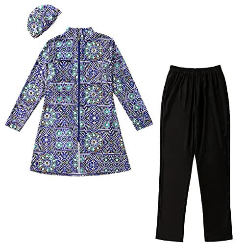 Muslim Swimsuit for Women Plus Size Burkini Modest Islamic Swimwear Full Cover Hijab Top Pants Fat Bathing Suit3