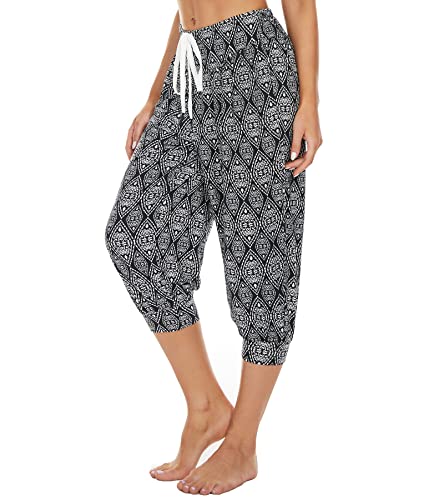 Haremshose Damen Kurz Yogahose 3/4 Lang Capri Sommerhose 3/4 Leicht Sporthose Strandhose Luftige Pumphose Aladinhose für Pilates Yoga S-2XL – Bild 5
