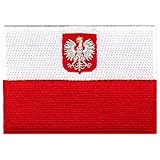 Poland Flag Embroidered Patch Polish Iron-On Polska National Emblem with Swallow Bird