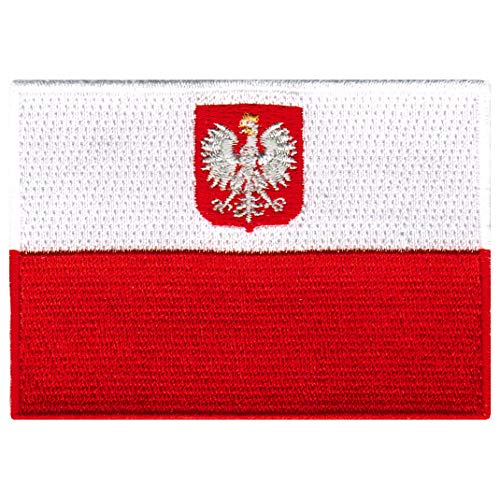 Cypress Collectibles - Poland with Eagle Flag Patch - Premium Embroidered Appliqué - European Country Iron On Patches - Dimensions: 3.5