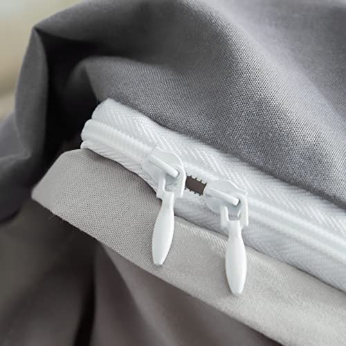 Jyhoney 3Pcs Gray Duvet Cover Set Queen Size Chambray Grey Reversible Sliver Gray Farmhouse Bedding Set Modern Solid Plain Soft Microfiber Comforter Quilt Covers For Men Women #TOP5