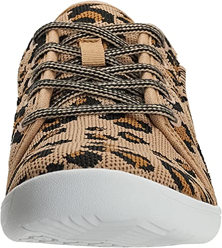 Image of WHITIN Women's Minimalist Knit Barefoot Sneakers, Size 9.5 Low Zero Drop Sole with Arch Support Wide Width Toe Box Fashion Comfortable Tennis Hiking Walking Work Training Sport Female Shoes Leopard 40