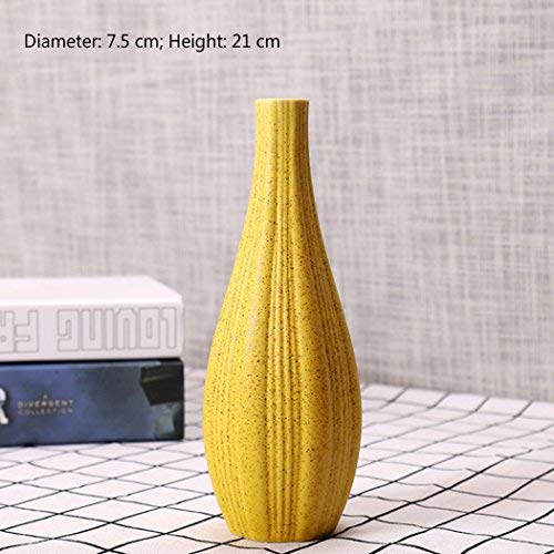NEWQZ Modern Simplity Ceramic Flower Vase Creative Decorative Vase for Living Room Appliance Nordic Home Decor Flower Vase, 8.3" H Yellow