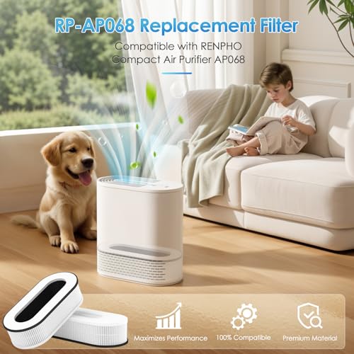 Image of RP-AP068 Replacement Filter For RENPHO RP-AP068 Air Purifiers, 3-in-1 H13 Grade Ture Hepa Filters Compatible with RENPHO RP-AP068, 2 Pack