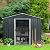 Ball & Cast 8x10 FT Outdoor Metal Storage Shed with Floor Base and Vents,Galvanized Tool Cabinet w/Sliding Doors & Padlock,Waterproof House Shelter for Backyard Lawn Patio,Garden,Black