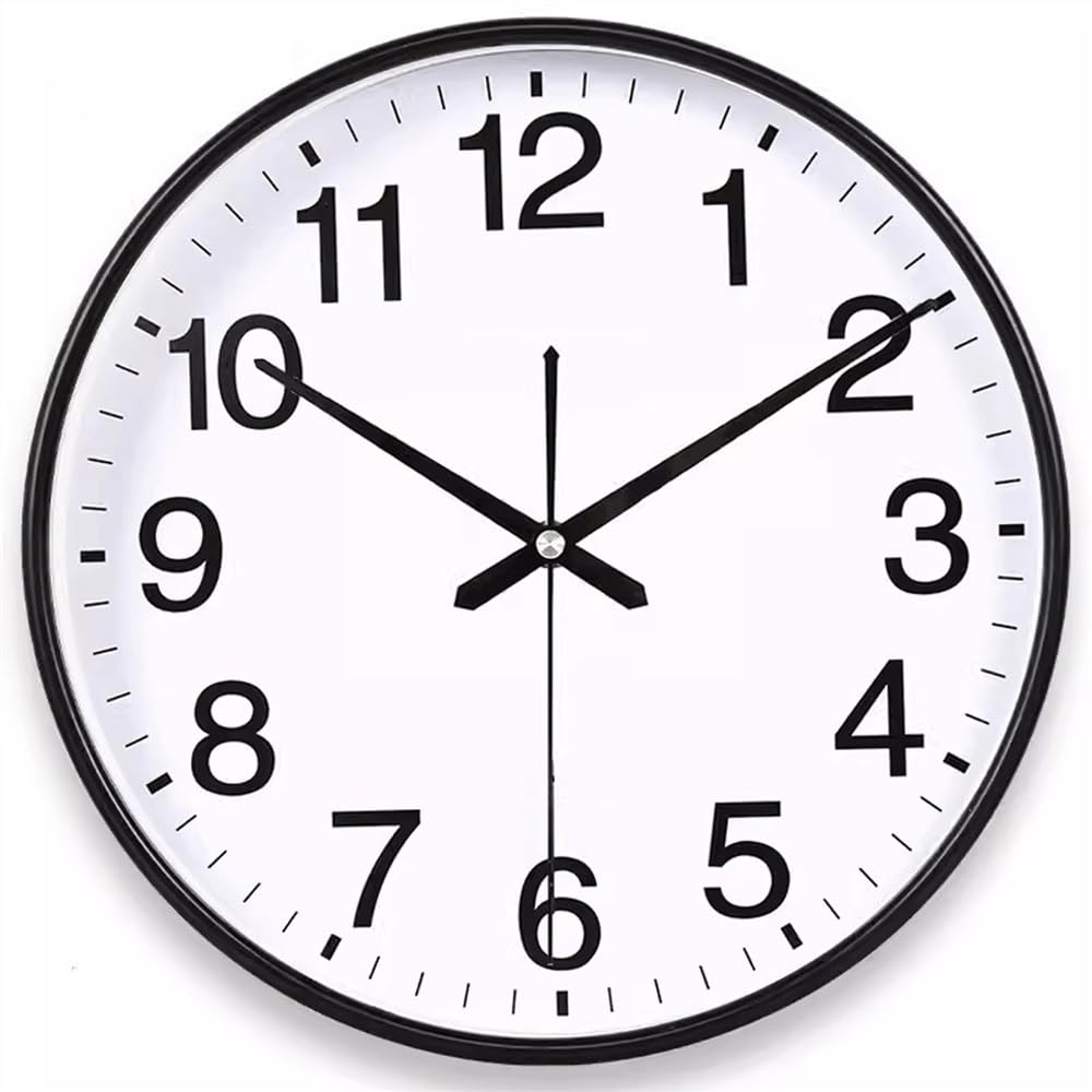 Aioneer Wall Clock Silent Wall Clock Fashion Watch, Bedroom Living Room Office Simple Quartz Electronic, Suitable For, Study-Black-14inches