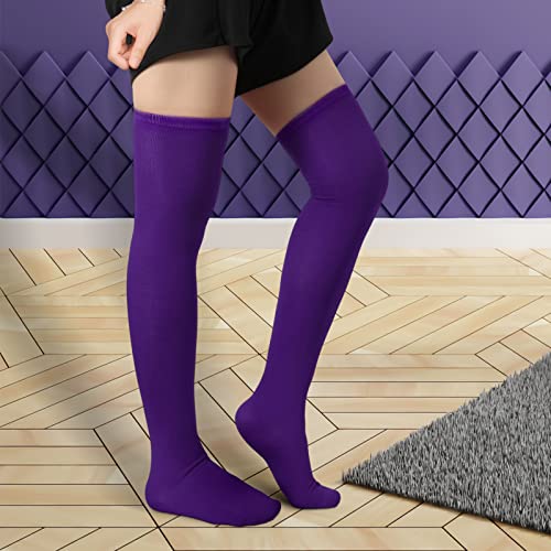 Image of KINBOM 1 Pair Thigh High Socks, Cotton Soft Knee High Long Stockings Women Leg Warmers for Wednesday Christmas Cosplay
