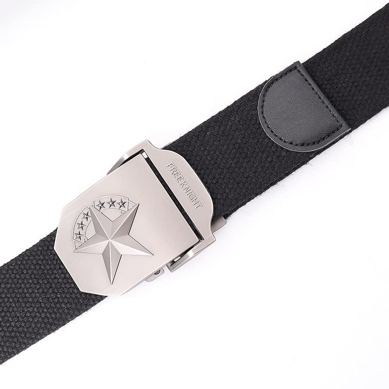 DT Men's Outdoor Belt, Polyester Cotton Woven Belt with Five Pointed Star Pattern Belt Buckle, Gifts for Men or Women4