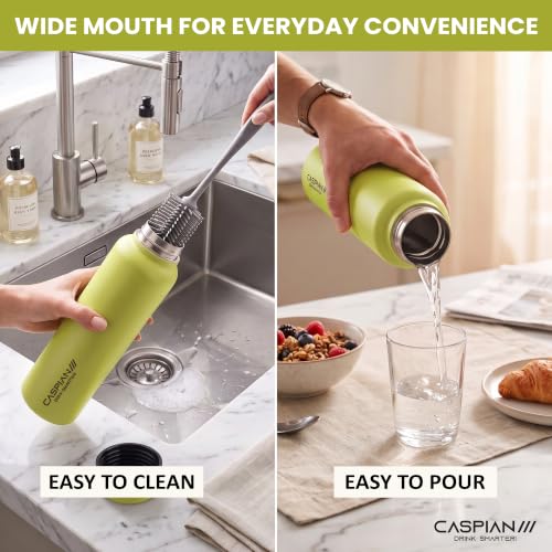 Image of CASPIAN / / / Astra Stainless Steel Water Bottle 1 litre (1000 ml) | Single Wall, Leakproof & BPA-Free | Reusable Metal Bottle for Fridge, Home, Office, Gym, School & Travel, Lime, Pack of 1