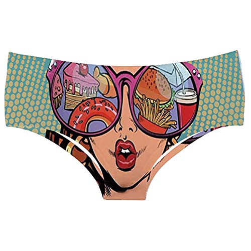 Women's panties underwear shorts 3D printed sexy animal pattern sleep and leisure stretch super curve embrace (Large/X-Large, Cartoon)