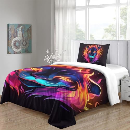 Housse de couette lion 135x200 parure de lit microfibres zip - 5