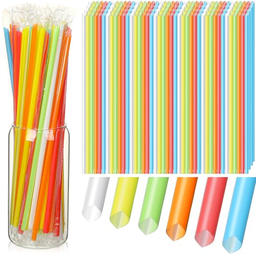 Gerrii 1000 Pcs Multicolored Individually Wrapped Straws 10
