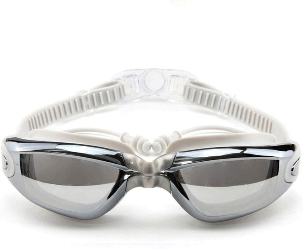 Swimming Goggles, Polarized Swim with Mirror/Smoke Lens UV Protection Watertight Anti-Fog Adjustable Strap Comfort fit for Unisex Adult Men and Women